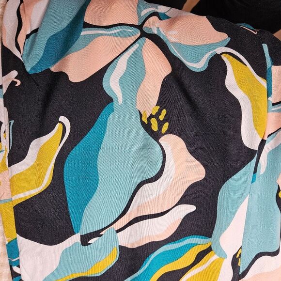 Roxy Sidebyside Abstract Topical Floral Print Pull On Wide Leg Lightweight Pants - Picture 4 of 15